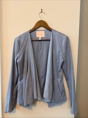Hutch Dusty Blue Draped Open-Front Blazer